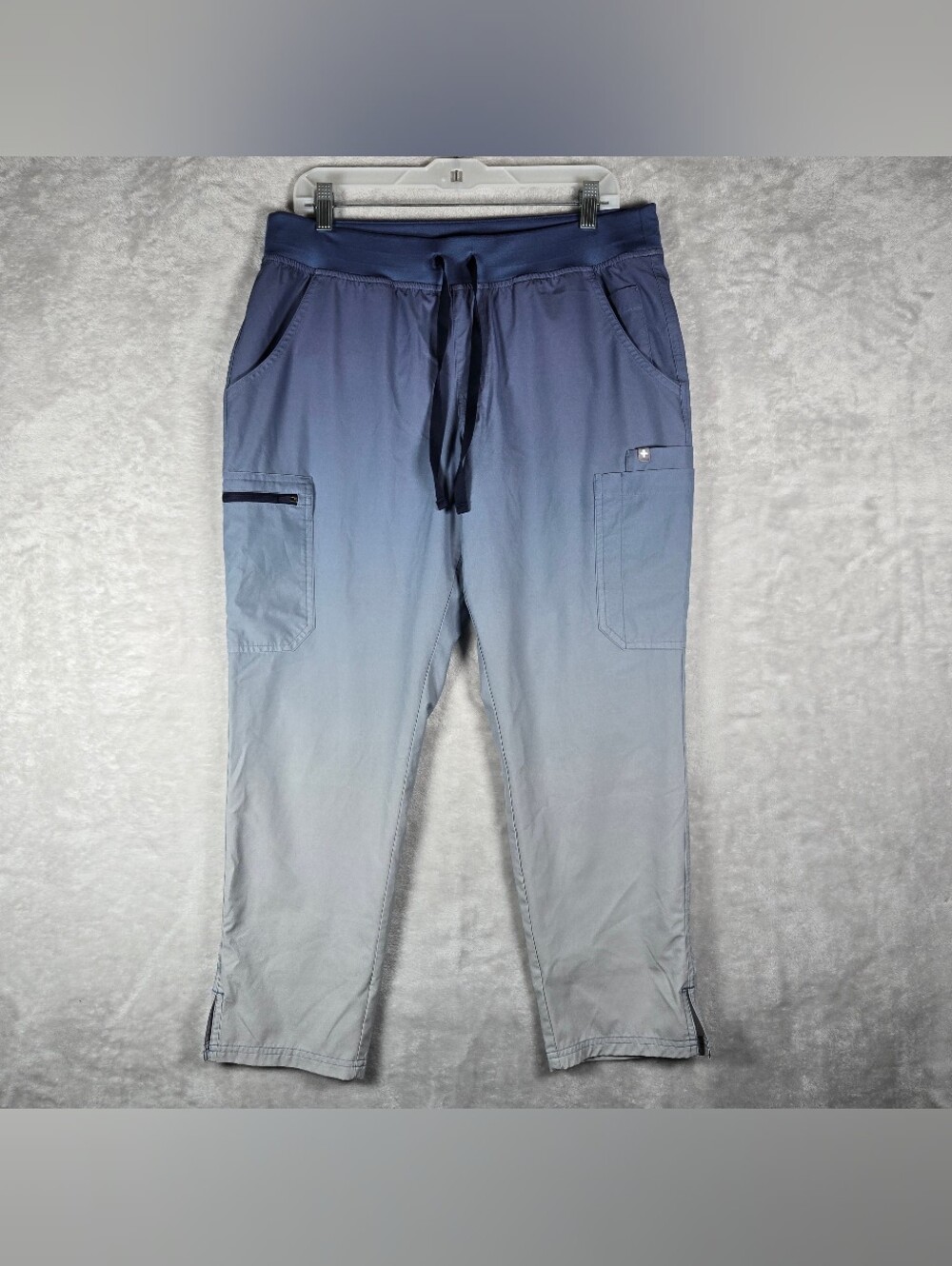 Figs Scrubs Pants Womens Size Large L/P Blue Ombre FreeX Yola Mesh Lined Stretch